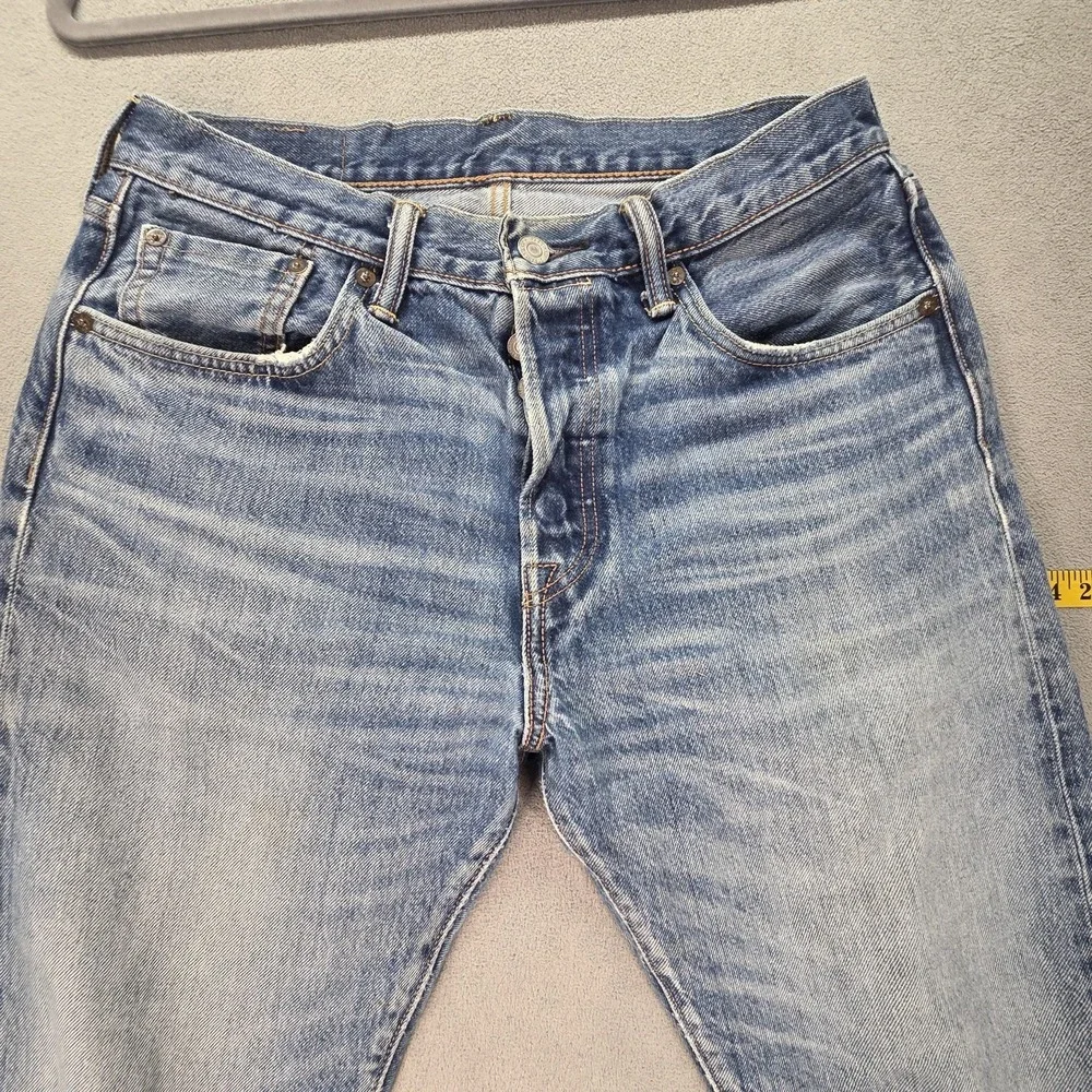 Levis 501 Jeans Mens Selvedge Medium Blue Tapered Whiskers‎ Honeycomb Fits 30x31